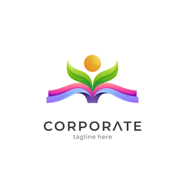 Book and people creative education logo concept