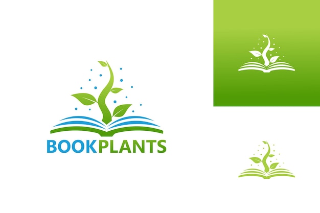 Book plants logo template design vector emblem design concept creative symbol icon