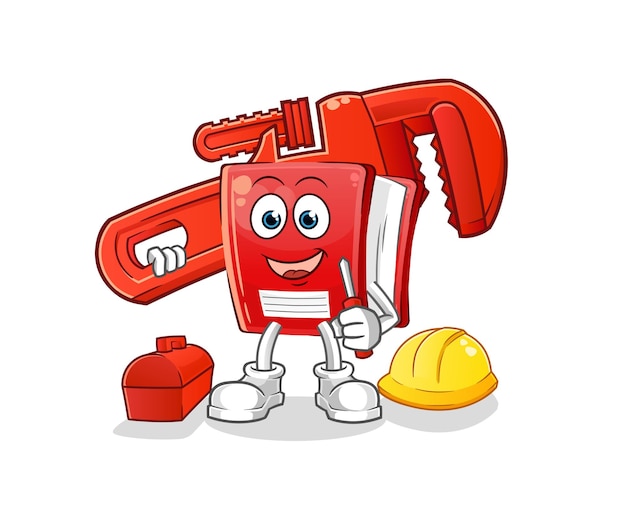 Book plumber cartoon cartoon mascot vector