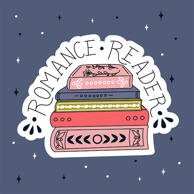 Книжная открытка романтический читатель стопки книг в стиле плоского дизайна всемирный день книги вектор