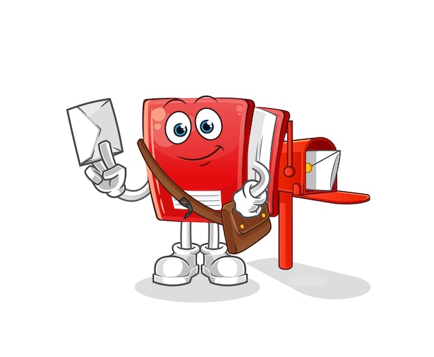 Book postman vector. cartoon character