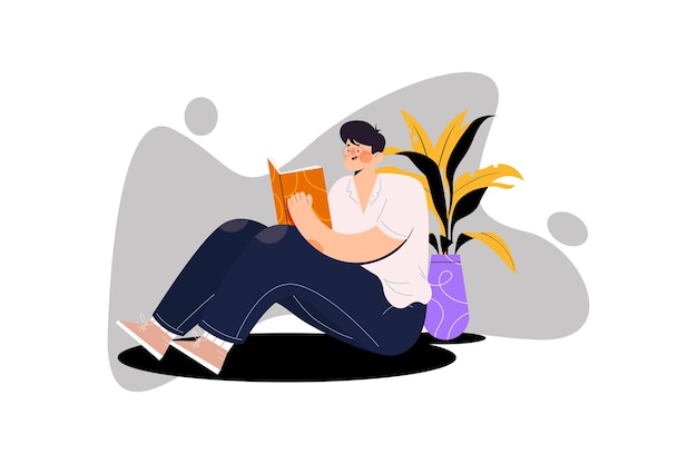 Book reading illustration cartoon design vector illustration