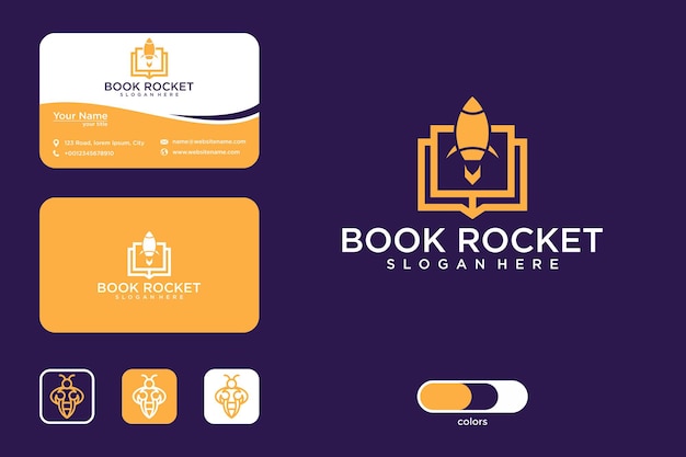 book rocket logo design and business card