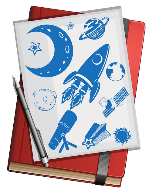 Vector book and science symbols