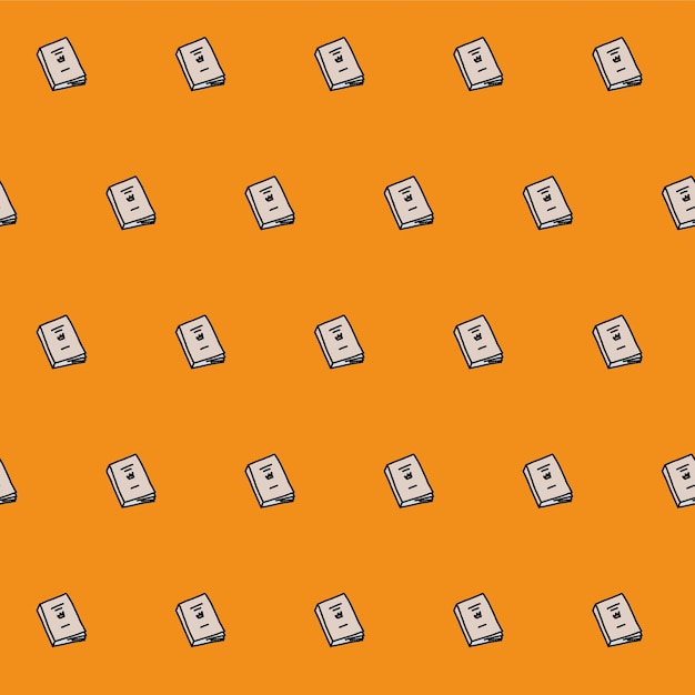 Vector a book seamless pattern on orange background