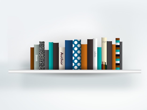 Book shelf. Vector illustration. Bookstore indoor.