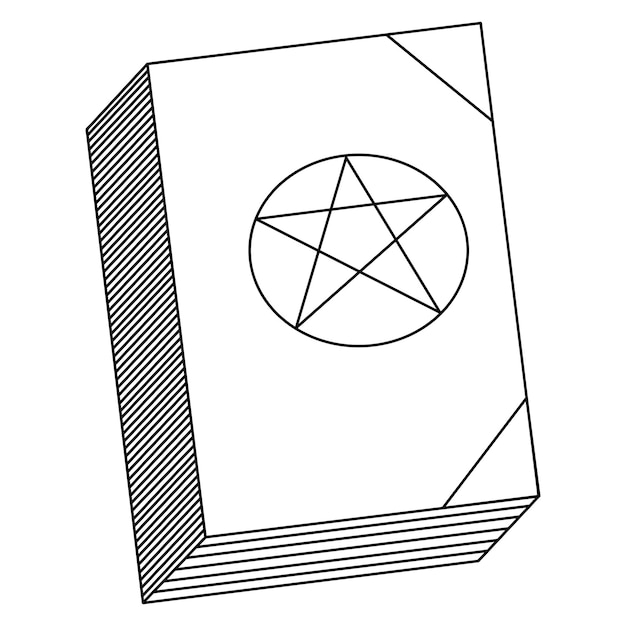 Book of spells. sketch. magical witch book with spells with a star. halloween symbol.