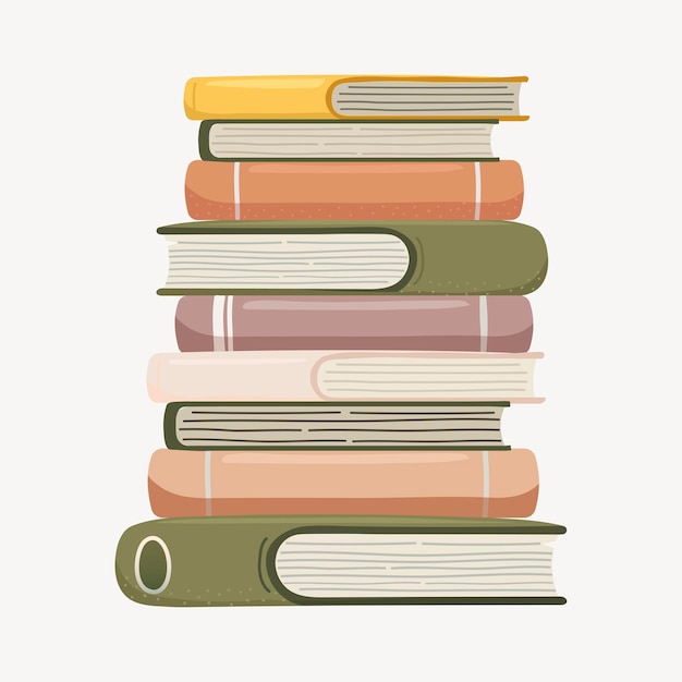Книжный стек коллаж элемент милый мультфильм иллюстрация вектор