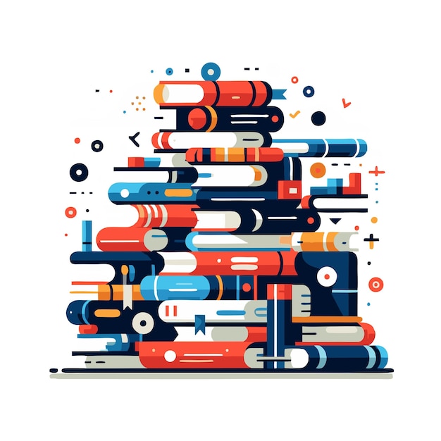 book stack flat vector design