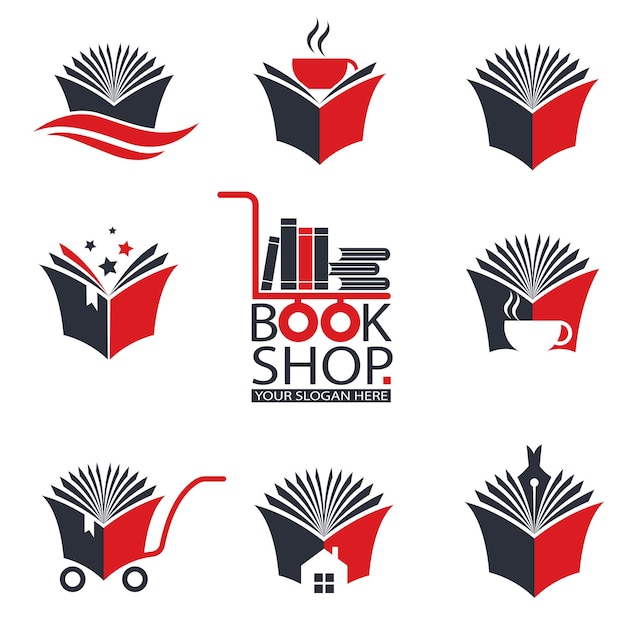 book store emblem set