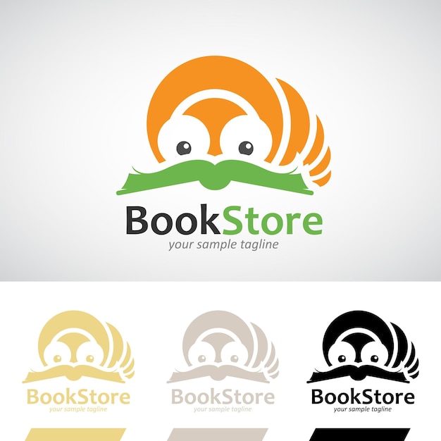 Book Store Logo Icon of a Book Worm Reading a Book