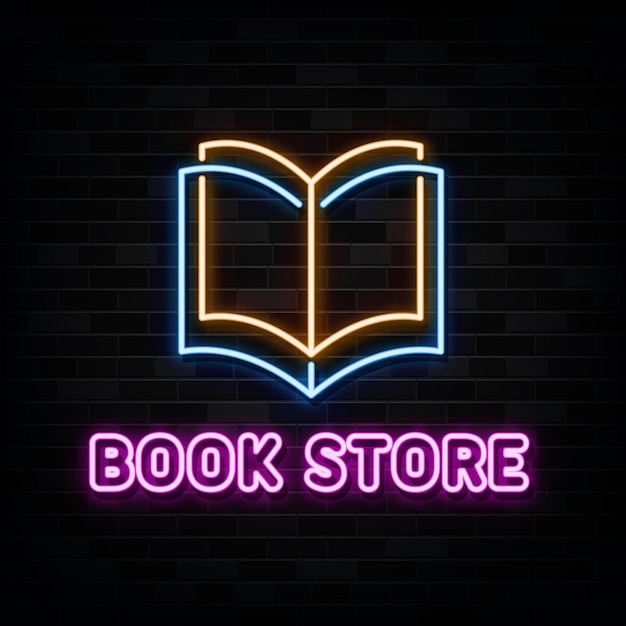 Vector book store neon logo neon sign neon symbol