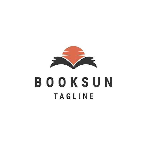 Book sunset logo design template flat vector illustration