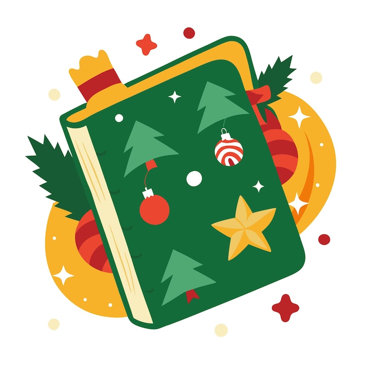 Vector a book that has a christmas tree on it