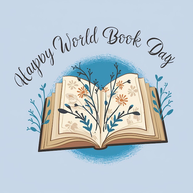 Vector a book that says happy world on it