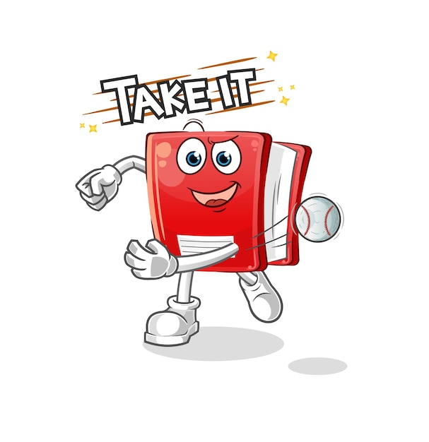 book throwing baseball vector. cartoon character