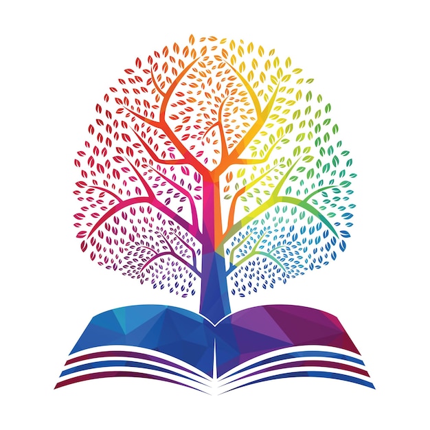 Book tree vector template design educational tree on book template