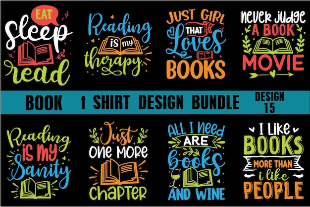 Vector book tshirts design bundle