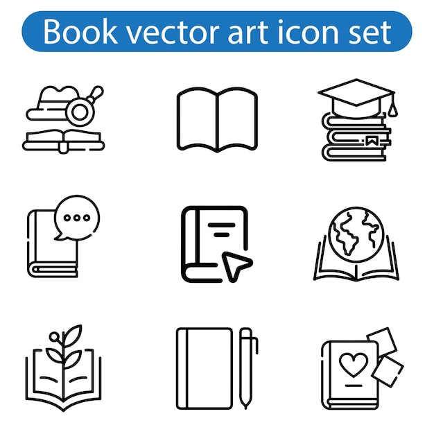 Book vector art icon set Literatuur boek iconen collectie Textbook iconen op witte achtergrond