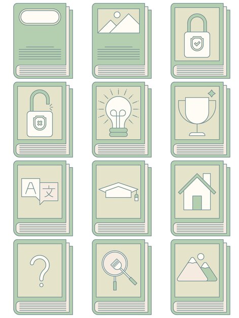 Book vector set book simple cartoon style book icon set