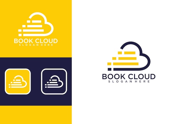 Book with cloud logo design template