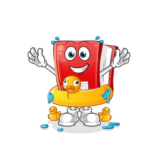 Book with duck buoy cartoon cartoon mascot vector