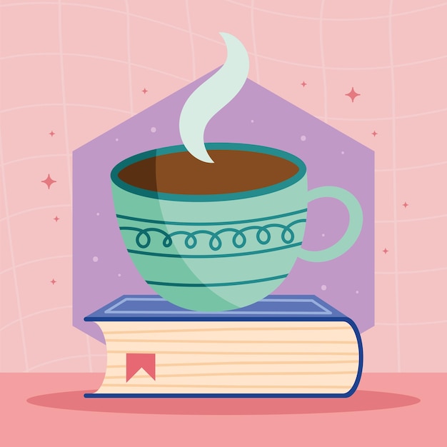 Book with hot coffee cup