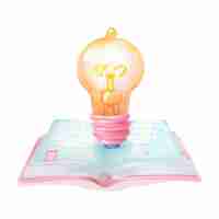 Vector book with lighbulb white background 6