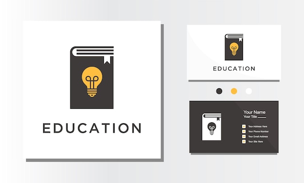 Book with lightbulb creative idea logo design icon vector concept new knowledge