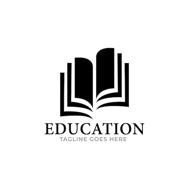 Книга с людьми и восходом солнца образовательный шаблон логотипа простой плоский стиль логотипа