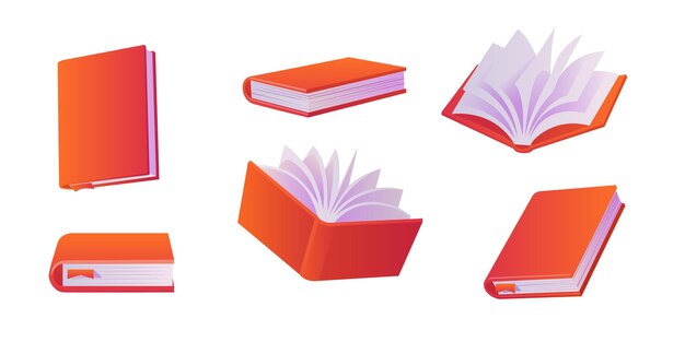 Вектор Книга с красным позвоночником и обложкой пустой 3d макет