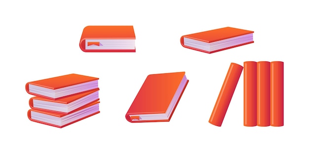 Vector book with red spine and cover blank 3d mockup