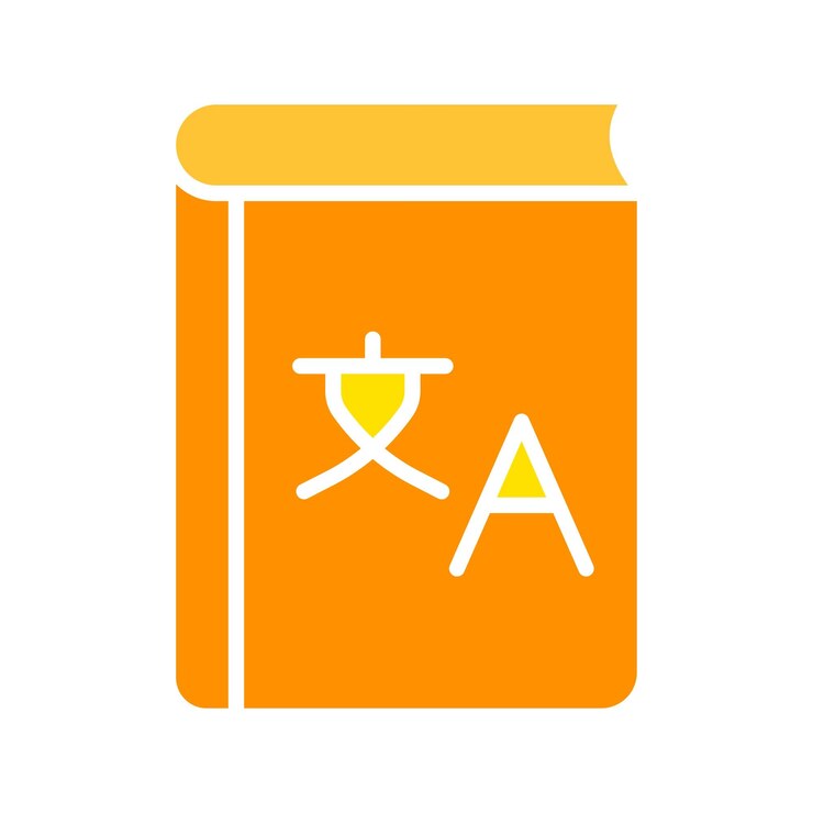Vector book with translator dictionary line icon studying reading diary school university selfeducation vector color icon on a white background for business and advertising
