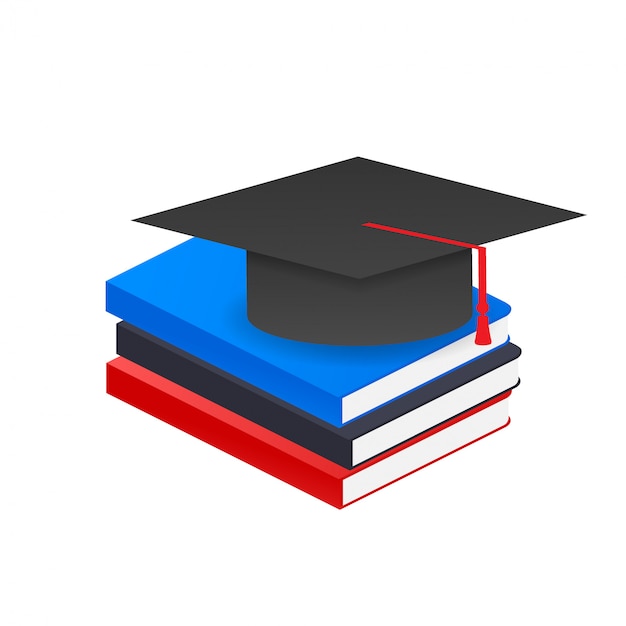 Book with vector graduation cap.