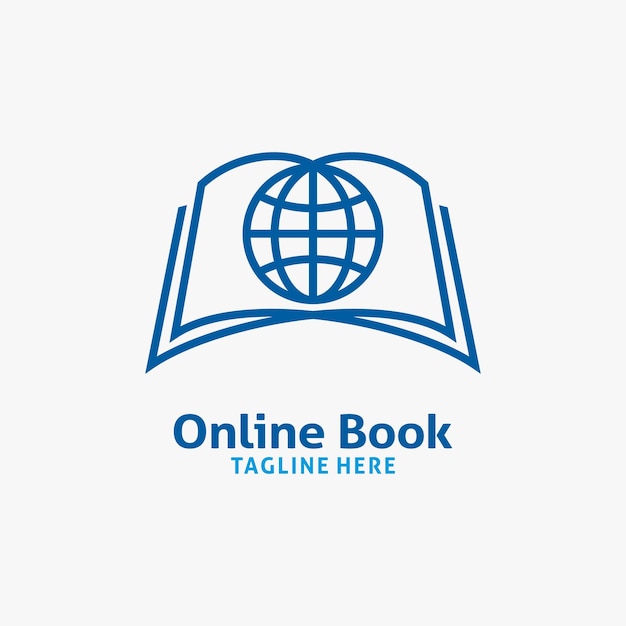 Book and world web for online book logo design