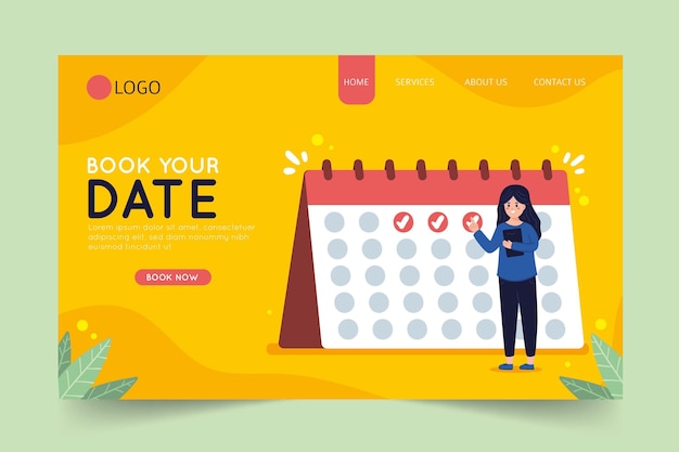 Book your date on calendar landing page