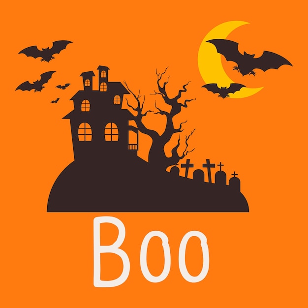 Bookaart met spookhuis, Happy Halloween