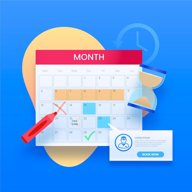 Vector booking an event calendar with marks