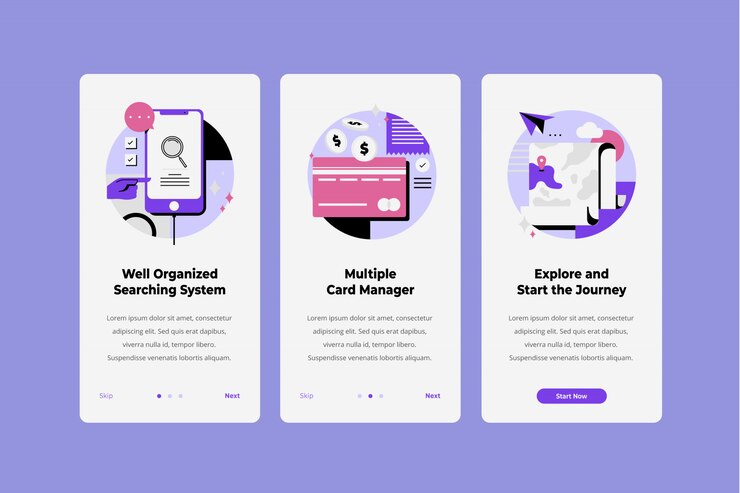 Vector booking ticket onboarding screen template