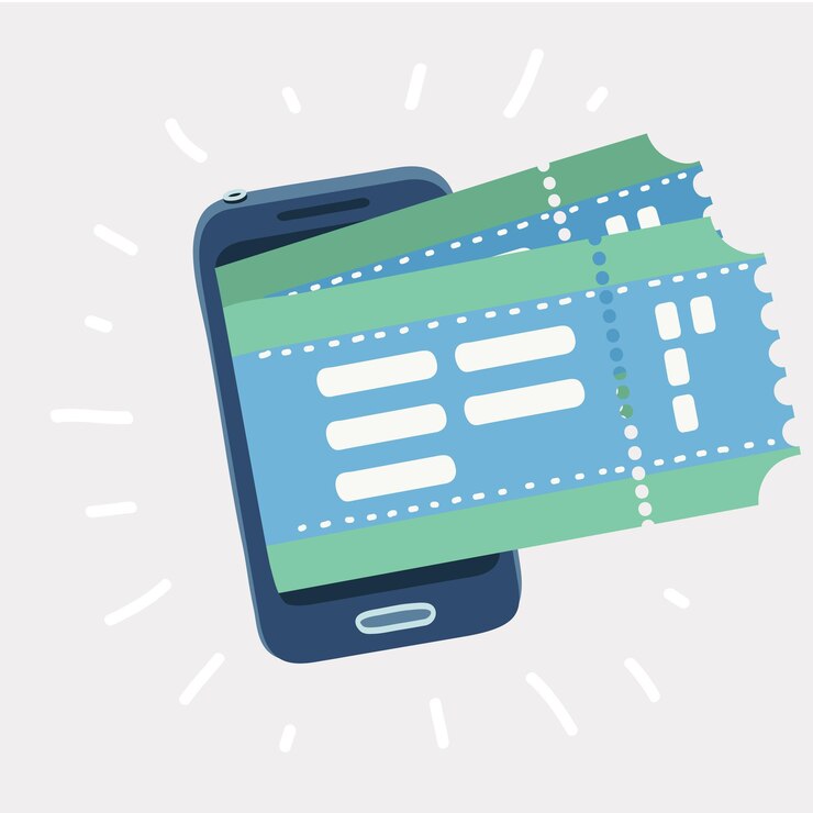 Vector booking ticket with smartphone