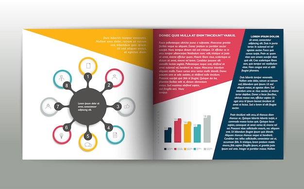 벡터 인포 그래픽 웹 템플릿에 대한 소책자 페이지 잡지 레이아웃