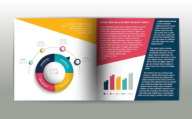 Booklet page magazine layout for infographics web template
