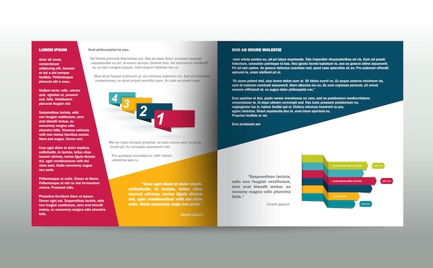 Booklet page magazine layout for infographics web template