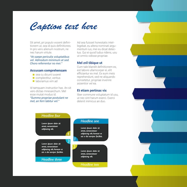 Vector booklet page magazine layout for infographics web template