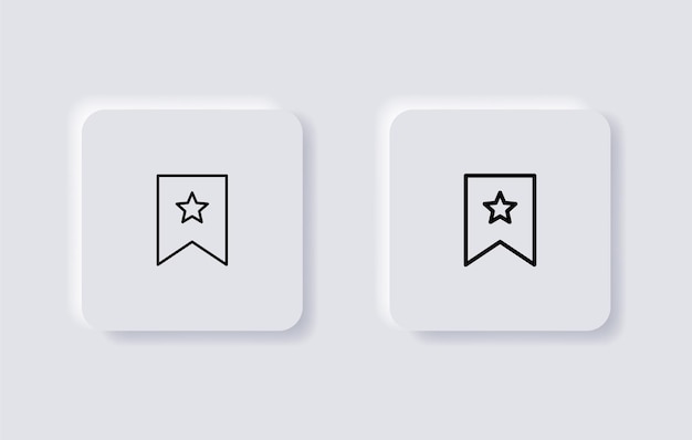 bookmark icon with star favorite symbol in neumorphism buttons or neumorphic style ui ux app icons