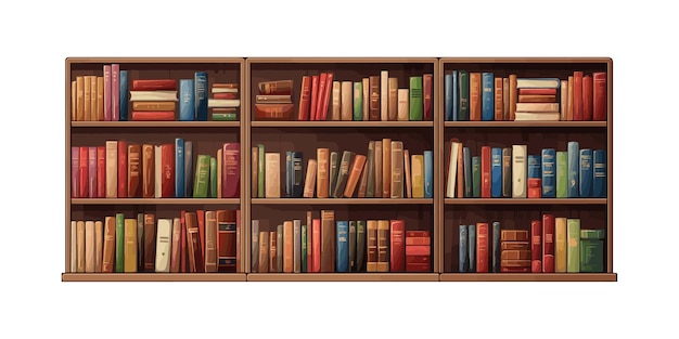 Vector books on bookshelf isolated vector style on isolated background illustration