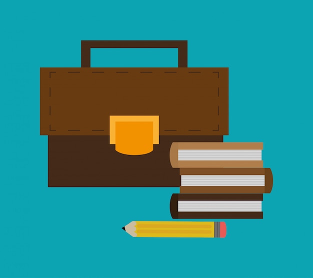 books and briefcase office related items icon