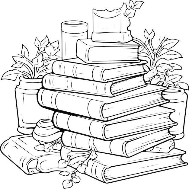 Vector books coloring page