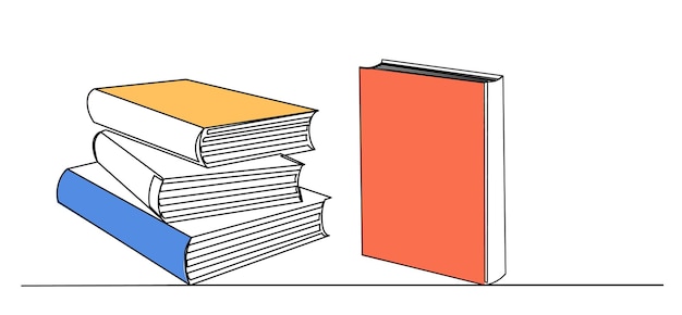 Books continuous line drawing isolated