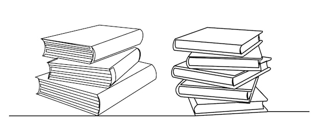 Vector books continuous line drawing vector